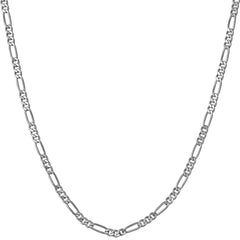 2.5mm Figaro Chain in Rhodium (White Gold look)