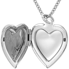 White Gold Plated Two Hearts Locket, Rhodium