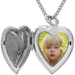 White Gold Plated Two Hearts Locket, Rhodium