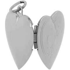 White Gold Plated Two Hearts Locket, Rhodium