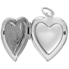 White Gold Plated Two Hearts Locket, Rhodium