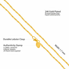 Gold Plated 1.7mm Twisted Box Chain Necklace