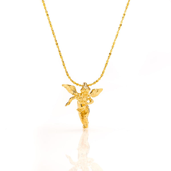 Gold plated Cherub Angel, Pendant Necklace