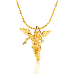 Gold plated Cherub Angel, Pendant Necklace