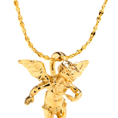 Gold plated Cherub Angel, Pendant Necklace