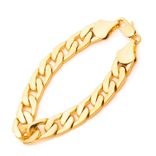 Gold plated 11mm Gold Cuban Link Bracelet Flat