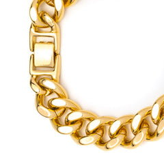 Gold Plated 15mm Cuban Link Bracelet