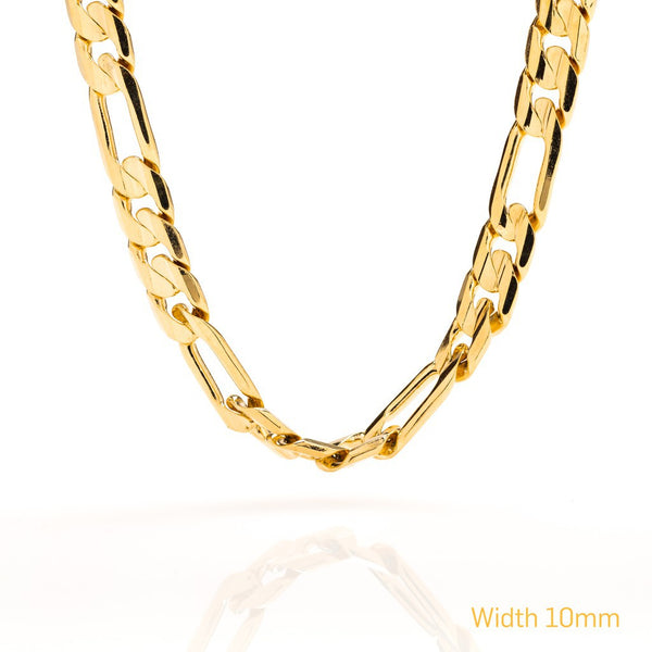 gold plated 9mm Figaro Chain