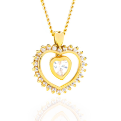 Gold Plated Dangling Cubic Zirconia Heart Necklace>
<div class=