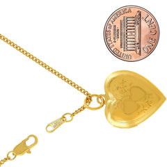 Gold Plated Heart Locket Necklace, Double Heart Style