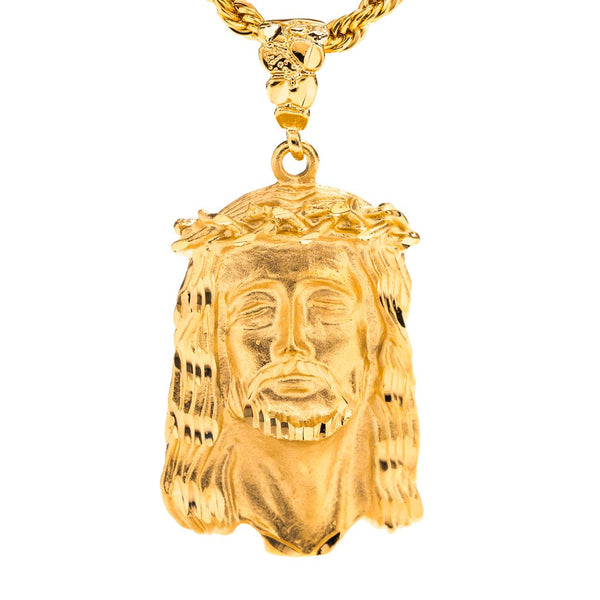 Gold Plated Jesus Pendant - Face of Christ