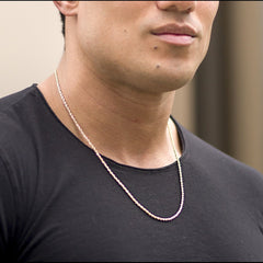 Gold Plated 2mm Rope Chain worn by a man as his necklace