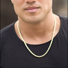 Gold Plated 6mm Rope Chain worn by a guy as his necklace