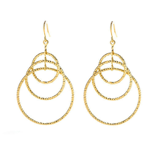 Gold Plated Triple Hoops Earrings