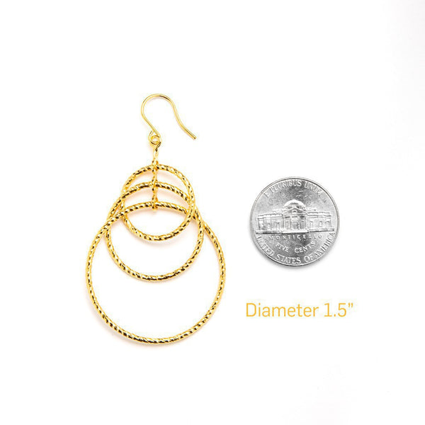 Gold Plated Triple Hoops Earrings