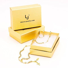 Small Rosary Necklace, Gold Over Bronze in a box