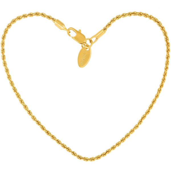 Gold plated 1mm Rope Chain Anklet