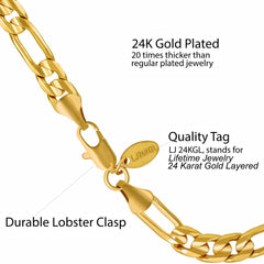 Gold Plated 7mm Figaro Bracelet