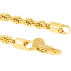 Gold Plated 5mm Rope Bracelet with quality tag and durable lobster clasp