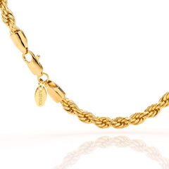 Gold Plated 6mm Rope Bracelet with quality tag and durable lobster clasp