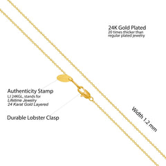 Gold Plated 1.2mm Cable Link Chain Necklace