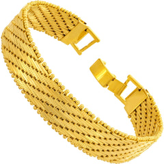 Gold Plated 13mm Vintage Flat Basket Weave Bracelet