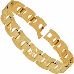 Gold Plated 15mm Diamond Cut Star and Arrows Link Bracelet