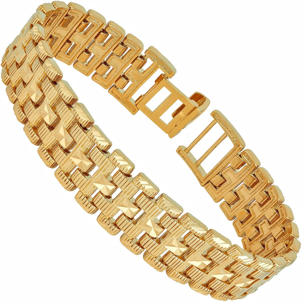 Gold Plated 18mm Wide Brick Bracelet