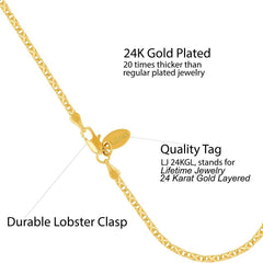 Gold Plated 2.5mm Diamond Cut Star Flat Link Anklet
