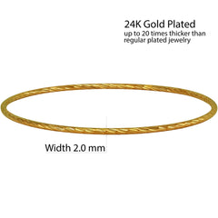 Gold Plated 2mm Bangle Bracelet