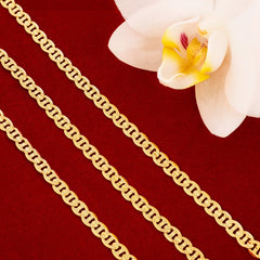 Gold Plated 3mm Crushed Mariner Chain Necklace
