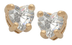 Gold Plated Cubic Zirconia Heart Birthstone Stud Earrings Diamond 