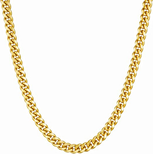 Gold Plated Necklace 4.5mm Cuban Link Chain