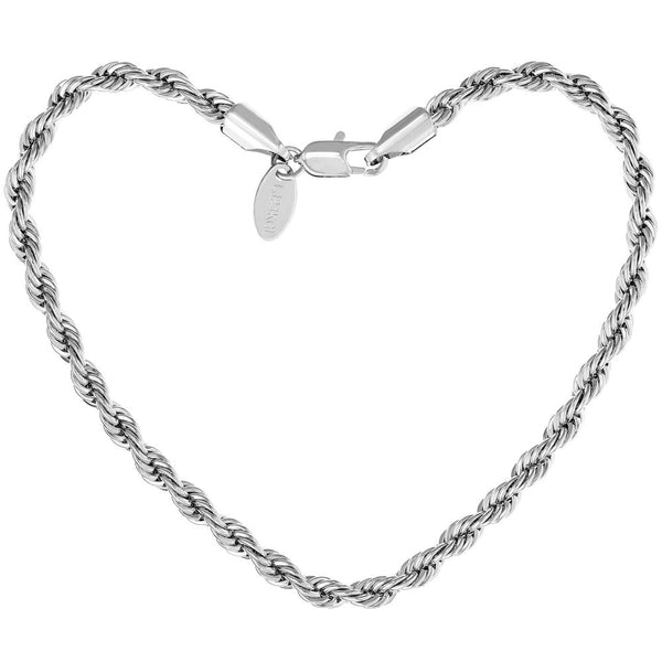 5mm Diamond Cut Rope Chain Bracelet (Rhodium)