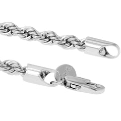 5mm Diamond Cut Rope Chain Bracelet (Rhodium)