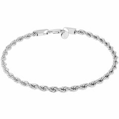 White Gold Plated 5mm Rope Chain Anklet (Rhodium)