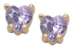 Gold Plated Cubic Zirconia Heart Birthstone Stud Earrings alexandrite