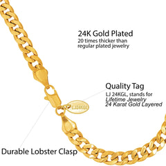 Gold Plated 6mm Cuban Link Chain Bracelet