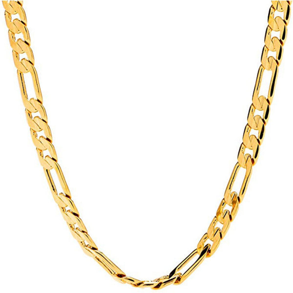 Gold Plated Lifetime Jewelry 6mm Figaro Chain Gold Necklace