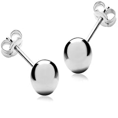 White Gold Plated 6mm Stud Earrings, Rhodium