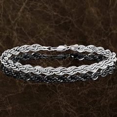 White Gold Plated 7mm Rope Chain Bracelet (White Gold)
