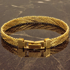 Gold Plated 7mm Vintage Flat Basket Weave Bracelet