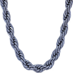 Gold Plated 8mm Rope Chain Necklace Gunmetal