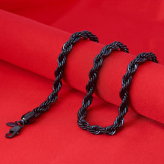 Gold Plated 8mm Rope Chain Necklace Black