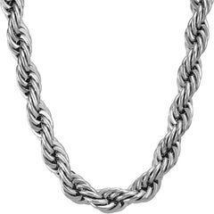 Gold Plated 8mm Rope Chain Necklace Stainless Steel
