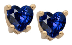Gold Plated Cubic Zirconia Heart Birthstone Stud Earrings Sapphire