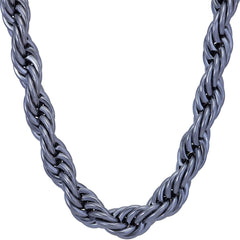 Gold Plated 9mm Rope Chain Necklace Gunmetal