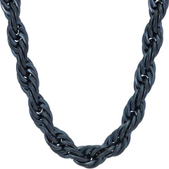 Gold Plated 9mm Rope Chain Necklace Black
