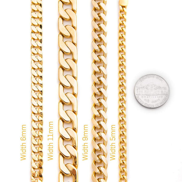Gold Plated 9mm Cuban Link Chain (Round)