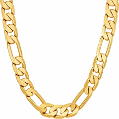Gold Plated 8mm Bevelled Figaro Chain Necklaces